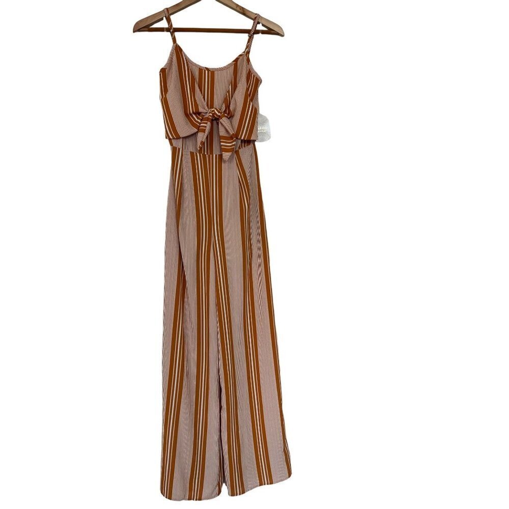 NWT Altar'd State Rust Orange Striped Jumpsuit M